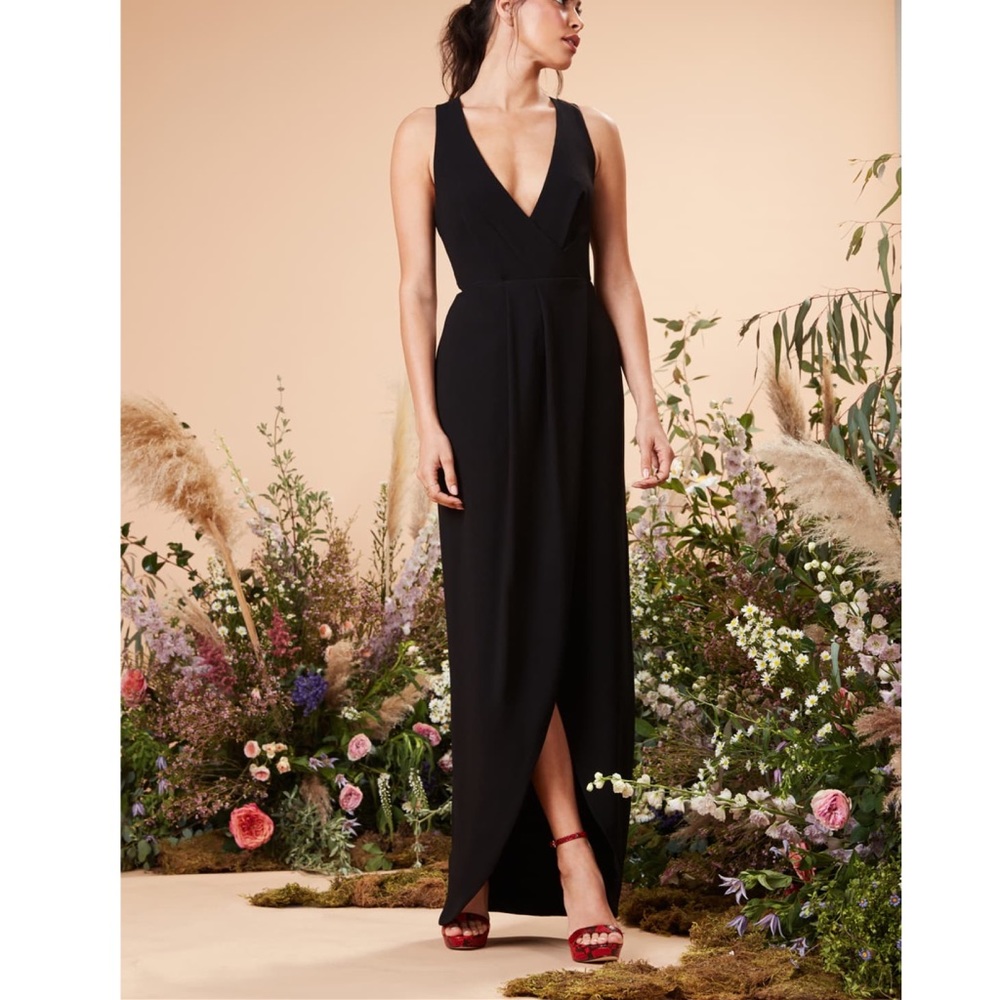 DRESS the POPULATION Ariel Crepe Wrap Gown XL
